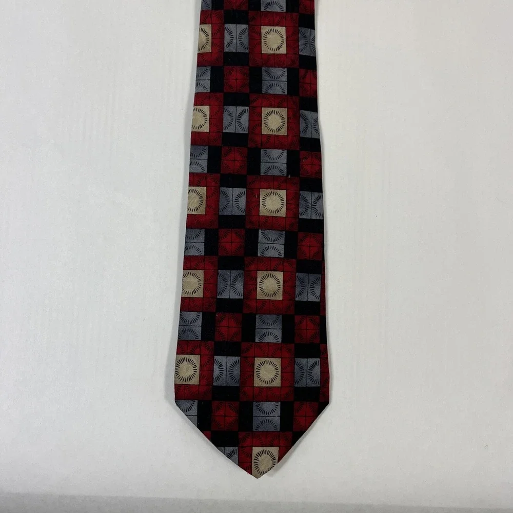 J Blades and Co Mens Tie  4 in W x L 63 in Silk Red Black Silver Blue